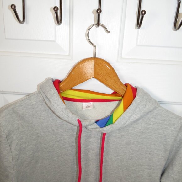 Tomboy X Hoodie Heather Pullover Hoodie w/ Rainbow Lining Size Medium - Picture 4 of 5